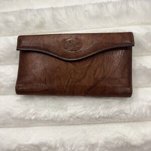 Vtg Buxton Cowhide Leather Clutch Organizer Wallet Kisslock Coin Change Purse